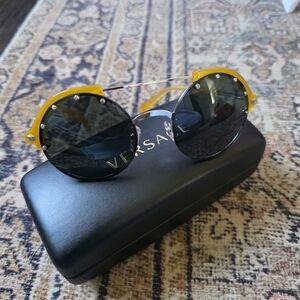 Versace Yellow and Black Round Sunglasses